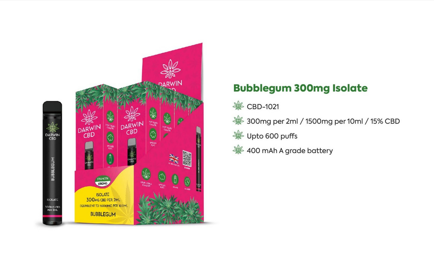 Bubblegum 600 PUFFs 300 mg CBD