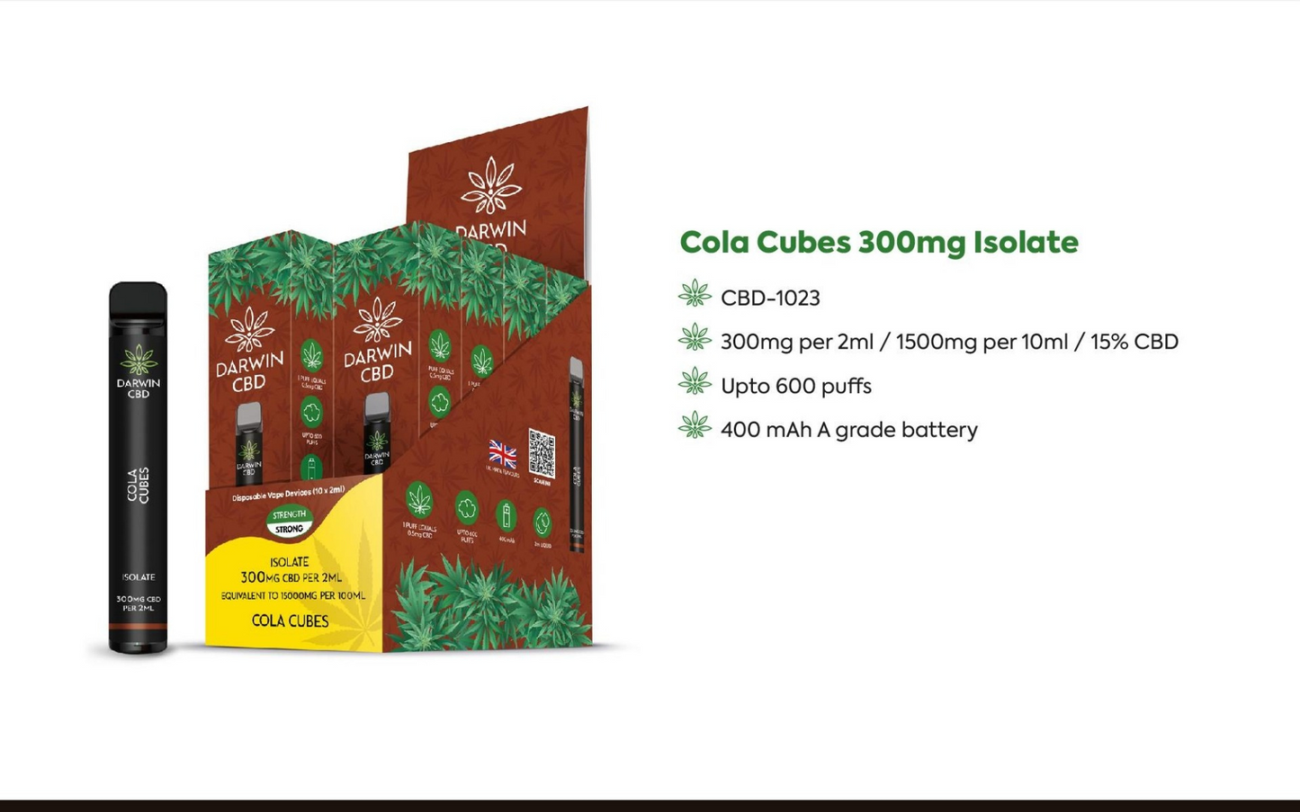 Cola Cubes 600 PUFFs 300 mg CBD