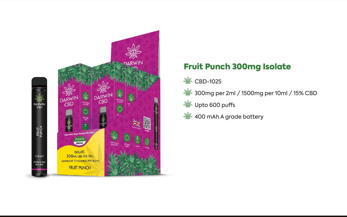 Fruit Punch CBD 600 PUFFs 300 mg CBD