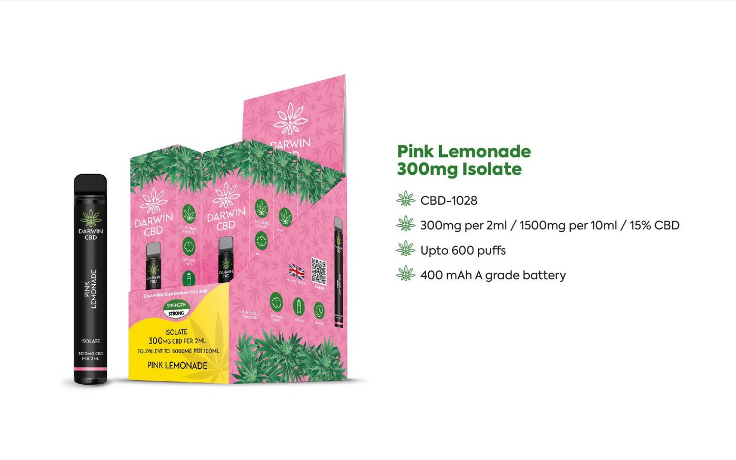 Pink Lemonade 600 PUFFs 300 mg